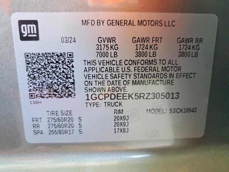 Aukcja sprzedaży 2024 Chevrolet Silverado, vin: 1GCPDEEK5RZ305013, numer aukcji: 66247286