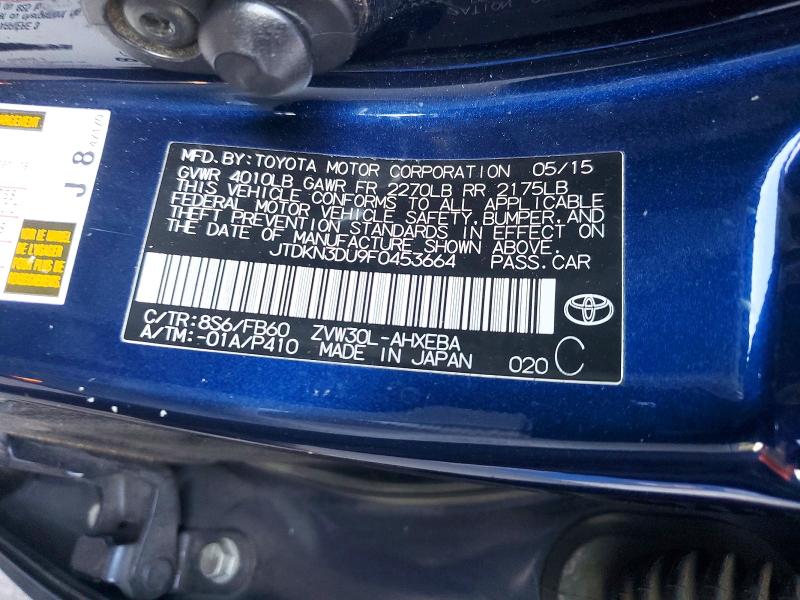 Продаж на аукціоні авто 2015 Toyota Prius, vin: JTDKN3DU9F0453664, номер лоту: 69963396