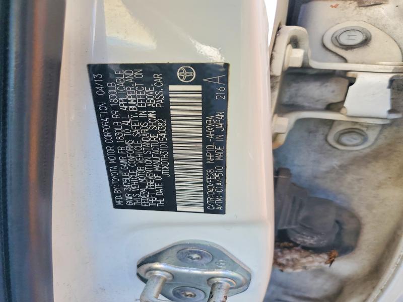 2013 Toyota Prius C მანქანა იყიდება აუქციონზე, vin: JTDKDTB31D1540382, აუქციონის ნომერი: 70553306