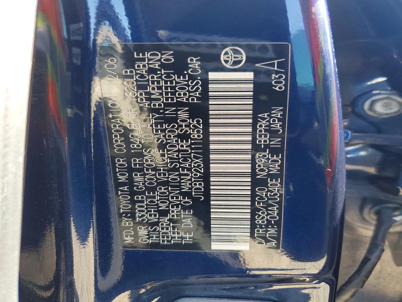 2007 Toyota Yaris მანქანა იყიდება აუქციონზე, vin: JTDBT923X71118525, აუქციონის ნომერი: 67214126