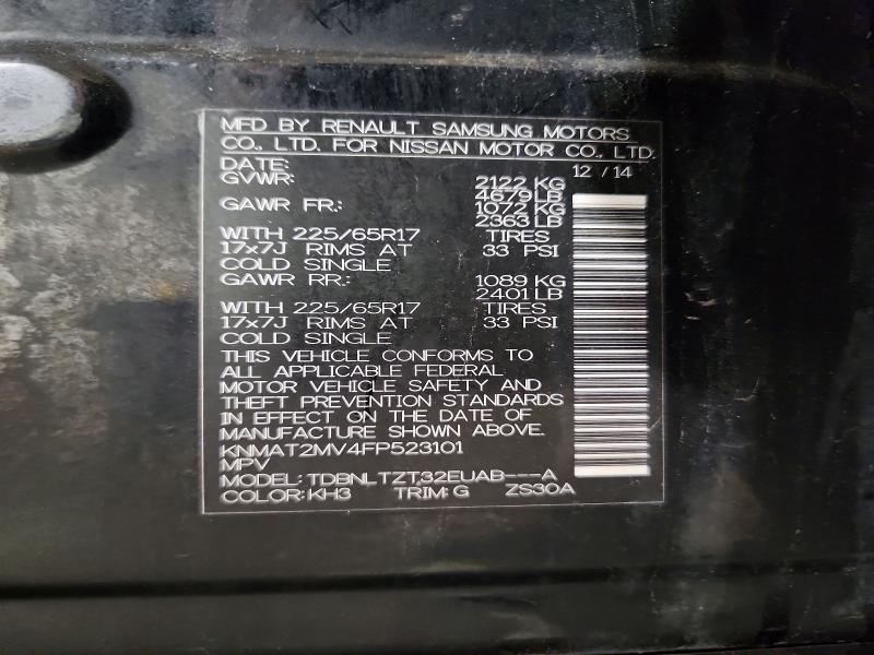 67636356 :رقم المزاد ، KNMAT2MV4FP523101 vin ، 2015 Nissan Rogue مزاد بيع