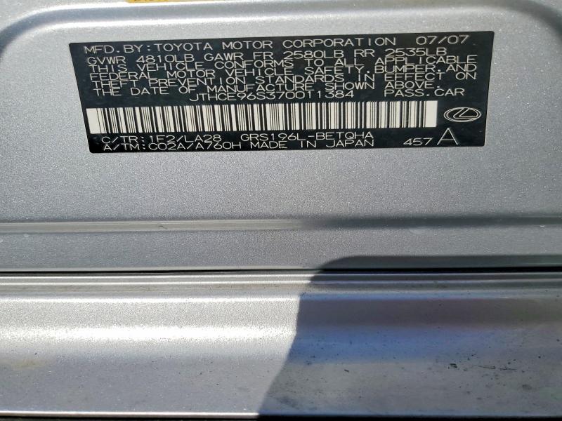 Aukcja sprzedaży 2007 Lexus Gs, vin: JTHCE96S370011384, numer aukcji: 68045916