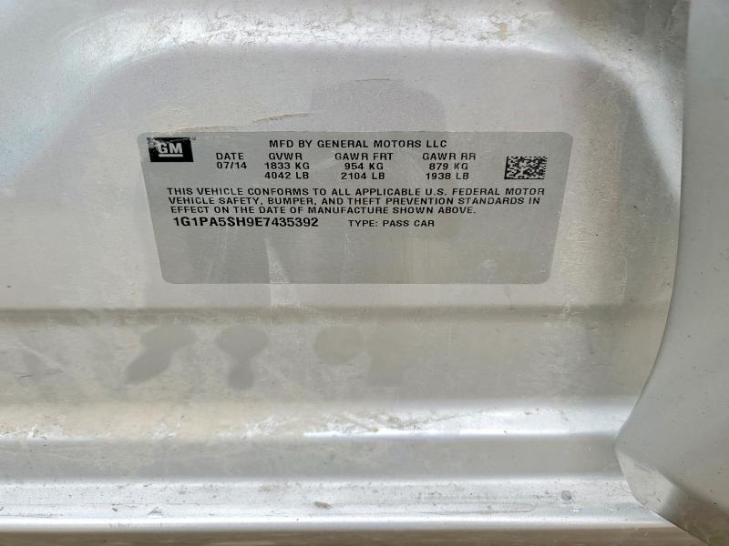 2014 Chevrolet Cruze მანქანა იყიდება აუქციონზე, vin: 1G1PA5SH9E7435392, აუქციონის ნომერი: 70175376