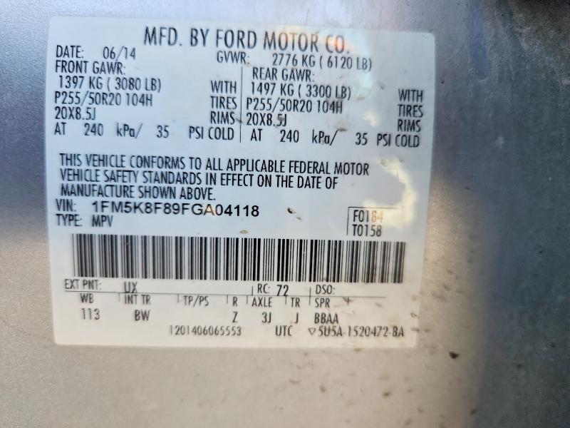 Продаж на аукціоні авто 2015 Ford Explorer, vin: 1FM5K8F89FGA04118, номер лоту: 68023396