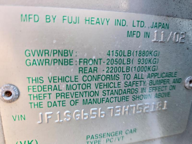 Продаж на аукціоні авто 2003 Subaru Forester, vin: JF1SG65673H752181, номер лоту: 67790436