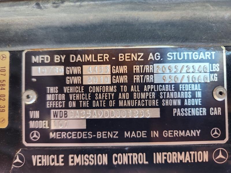 Auction sale of the 1981 Mercedes-benz 380, vin: WDBBA25A9BB001236, lot number: 66981066