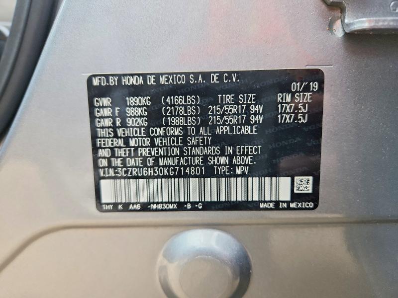 Auction sale of the 2019 Honda Hr-v, vin: 3CZRU6H30KG714801        , lot number: 68758746