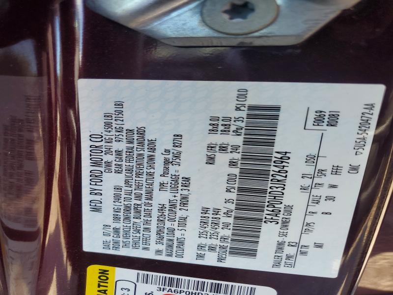Aukcja sprzedaży 2018 Ford Fusion, vin: 3FA6P0HD3JR264964, numer aukcji: 68018636