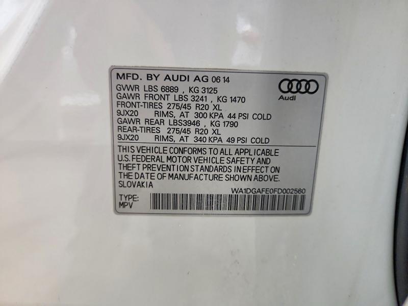 Продаж на аукціоні авто 2015 Audi Q7, vin: WA1DGAFE0FD002560, номер лоту: 70156006