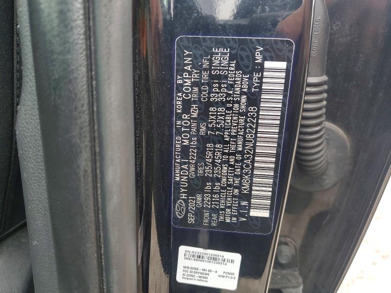 2022 Hyundai Kona მანქანა იყიდება აუქციონზე, vin: KM8K3CA32NU822238, აუქციონის ნომერი: 70637586
