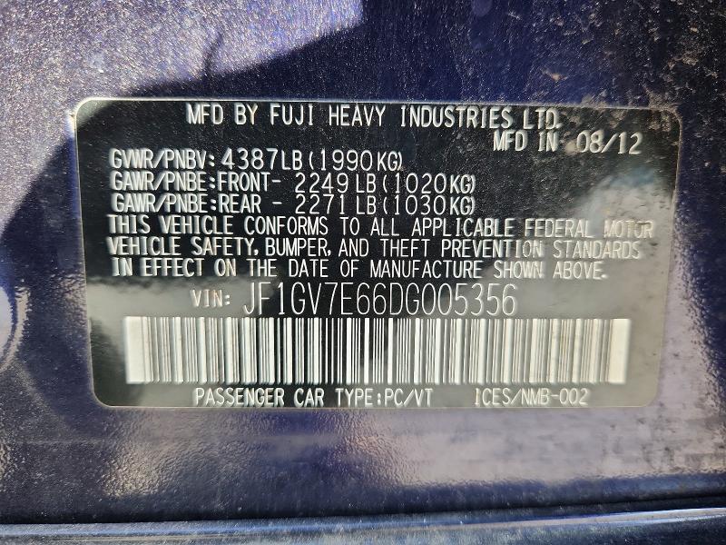 67860676 :رقم المزاد ، JF1GV7E66DG005356 vin ، 2013 Subaru Impreza مزاد بيع