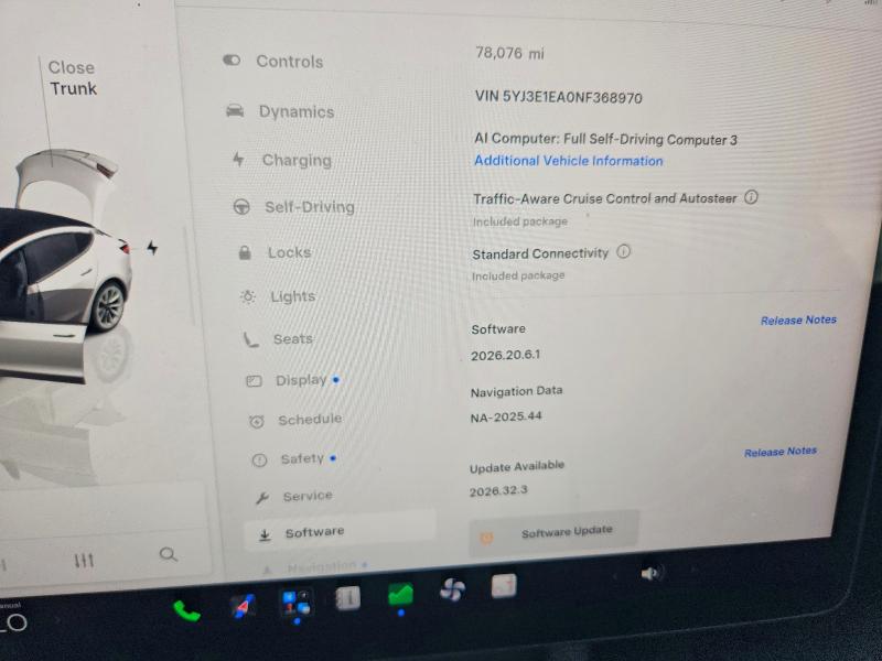 69047926 :رقم المزاد ، 5YJ3E1EA0NF368970 vin ، 2022 Tesla Model 3 مزاد بيع