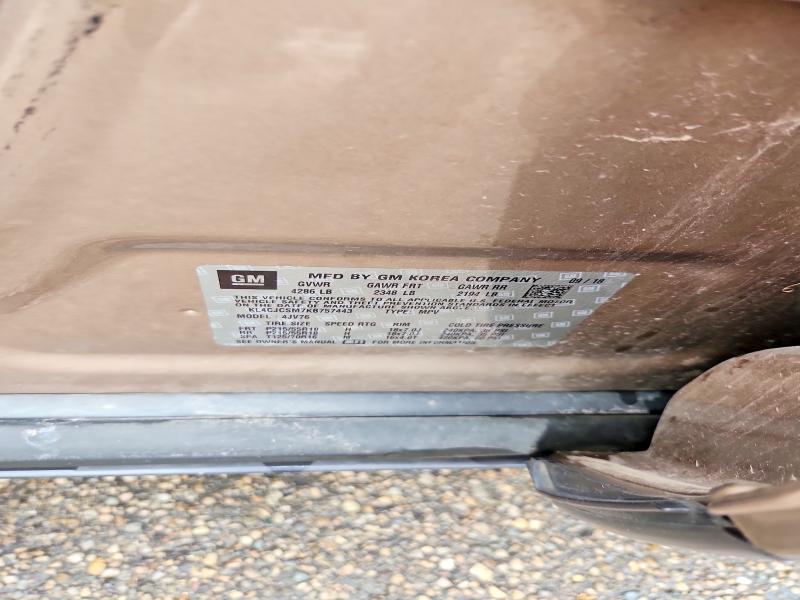 2019 Buick Encore მანქანა იყიდება აუქციონზე, vin: KL4CJCSM7KB757443, აუქციონის ნომერი: 69609866