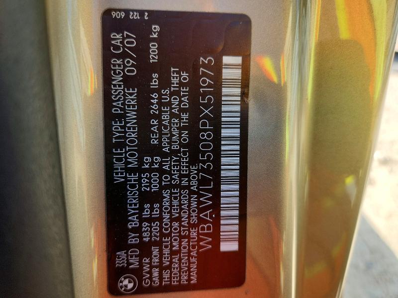 Aukcja sprzedaży 2008 Bmw 335, vin: WBAWL73508PX51973, numer aukcji: 65333926