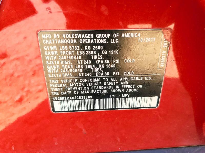 Продаж на аукціоні авто 2018 Volkswagen Atlas, vin: 1V2ER2CA6JC539569, номер лоту: 67484916