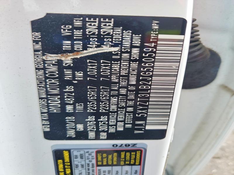69777836 :رقم المزاد ، 5XYZT3LB2JG560594 vin ، 2018 Hyundai Santa Fe Sport مزاد بيع