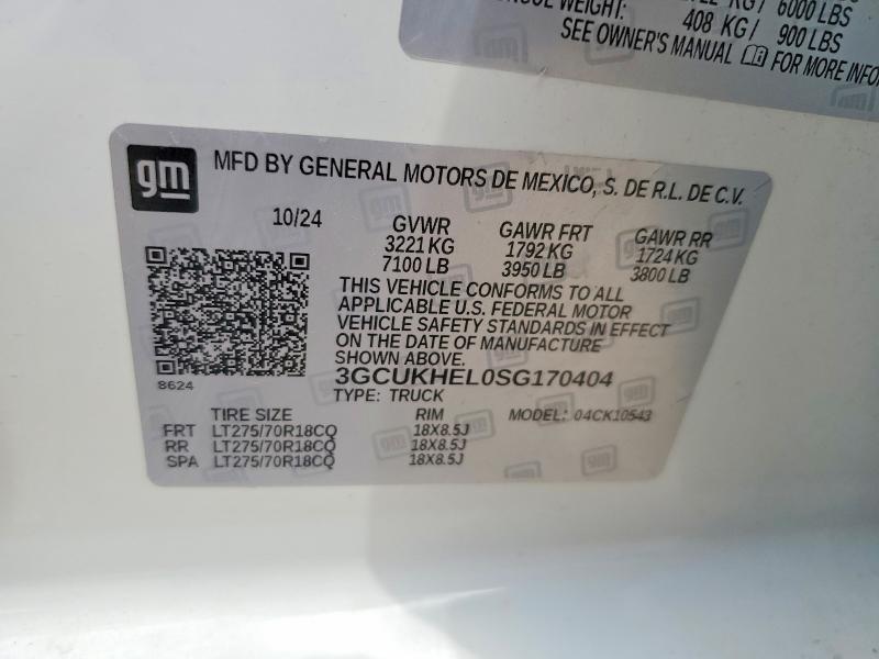 Продаж на аукціоні авто 2025 Chevrolet Silverado, vin: 3GCUKHEL0SG170404, номер лоту: 69896556