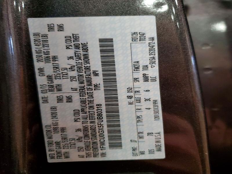 Aukcja sprzedaży 2015 Ford Escape, vin: 1FMCU0GX5FUB80318, numer aukcji: 69529016