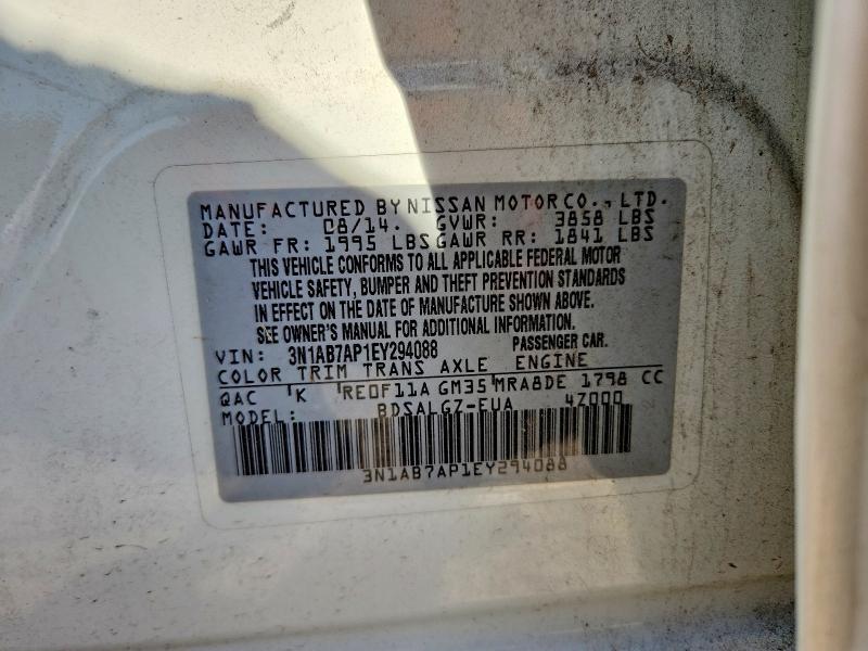 Aukcja sprzedaży 2014 Nissan Sentra Sl, vin: 3N1AB7AP1EY294088, numer aukcji: 70950786