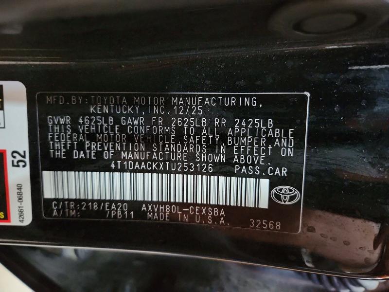 Продаж на аукціоні авто 2026 Toyota Camry, vin: 4T1DAACKXTU253126, номер лоту: 69624856