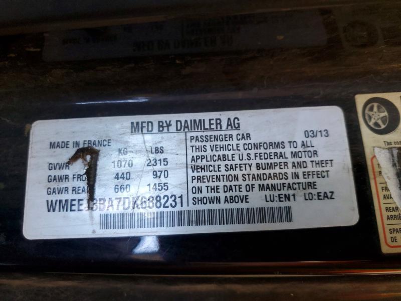 2013 Smart Fortwo მანქანა იყიდება აუქციონზე, vin: WMEEJ3BA7DK688231, აუქციონის ნომერი: 69539866