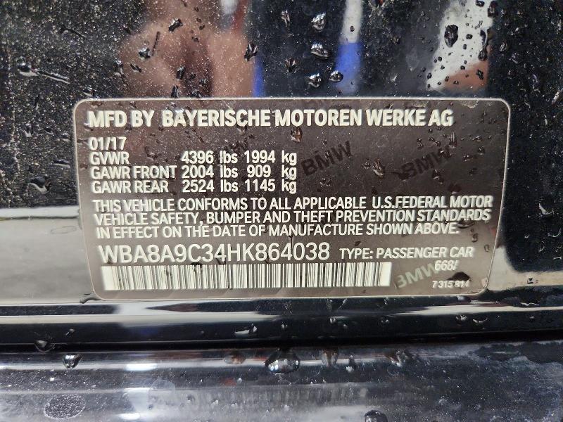 Auction sale of the 2017 Bmw 320, vin: WBA8A9C34HK864038, lot number: 67088826