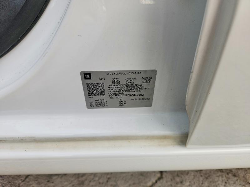 69791766 :رقم المزاد ، 1GCRWCEK7KZ317662 vin ، 2019 Chevrolet Silverado مزاد بيع
