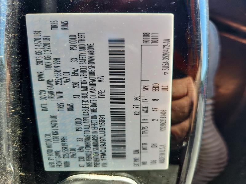 Продаж на аукціоні авто 2020 Ford Escape, vin: 1FMCU9J97LUB15691, номер лоту: 69161906