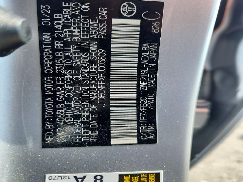 Auction sale of the 2023 Toyota Corolla Hybrid, vin: JTDBCMFEXPJ003809, lot number: 67185556