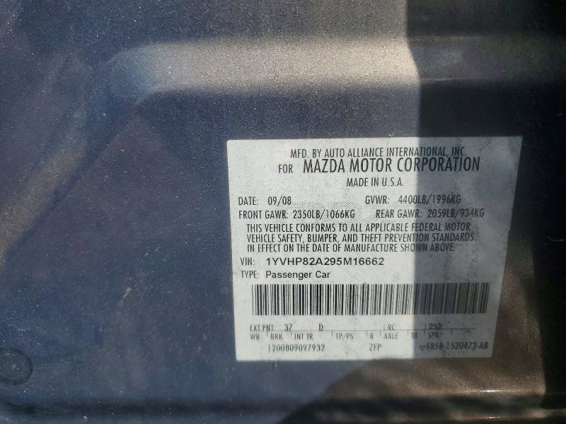 66755816 :رقم المزاد ، 1YVHP82A295M16662 vin ، 2009 Mazda 6 مزاد بيع