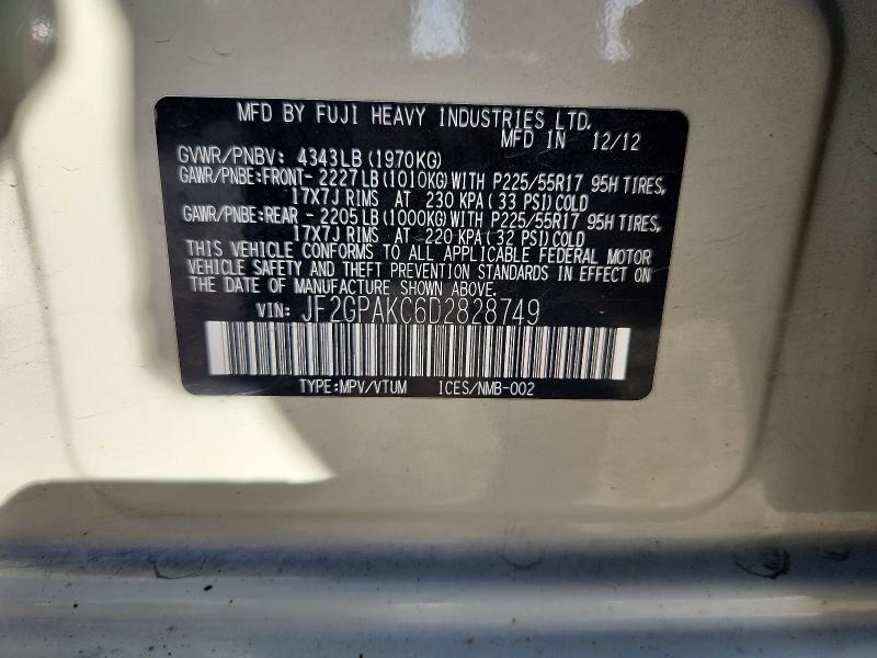 Aukcja sprzedaży 2013 Subaru Xv Crosstrek, vin: JF2GPAKC6D2828749, numer aukcji: 67799616