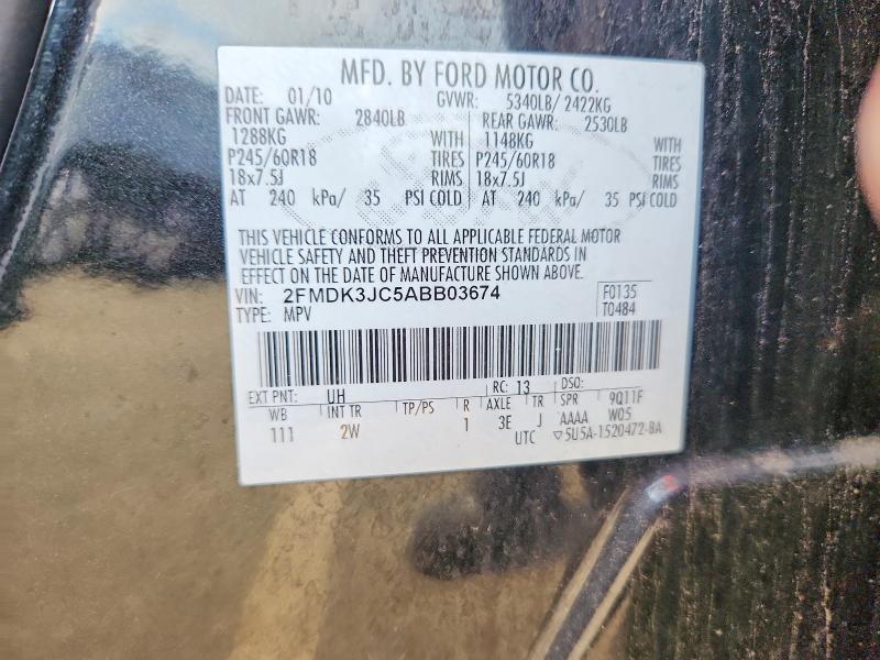 Продажа на аукционе авто 2010 Ford Edge, vin: 2FMDK3JC5ABB03674, номер лота: 69059306