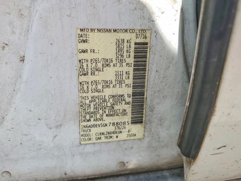 2016 Nissan Frontier მანქანა იყიდება აუქციონზე, vin: 1N6AD0EV5GN788085, აუქციონის ნომერი: 67622916
