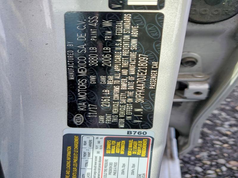 Продаж на аукціоні авто 2018 Kia Forte, vin: 3KPFK4A70JE218097, номер лоту: 67915656