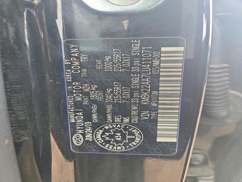 68969296 :رقم المزاد ، KM8K22AA7LU411071 vin ، 2020 Hyundai Kona مزاد بيع