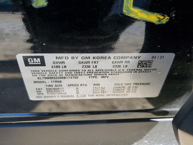Aukcja sprzedaży 2021 Chevrolet Trailblazer, vin: KL79MMS2XMB174702, numer aukcji: 66893156