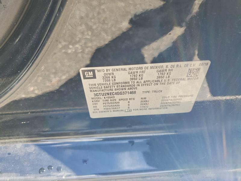 Продаж на аукціоні авто 2016 Gmc Sierra, vin: 3GTU2NEC4GG371468, номер лоту: 67310406