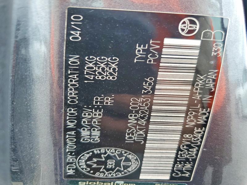 Продаж на аукціоні авто 2010 Toyota Yaris, vin: JTDKT4K32A5313456, номер лоту: 67635786