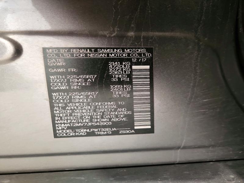 68387286 :رقم المزاد ، KNMAT2MV7JP543903 vin ، 2018 Nissan Rogue مزاد بيع