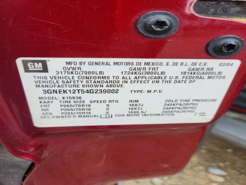 Продаж на аукціоні авто 2004 Chevrolet Avalanche, vin: 3GNEK12T54G239002, номер лоту: 67375896