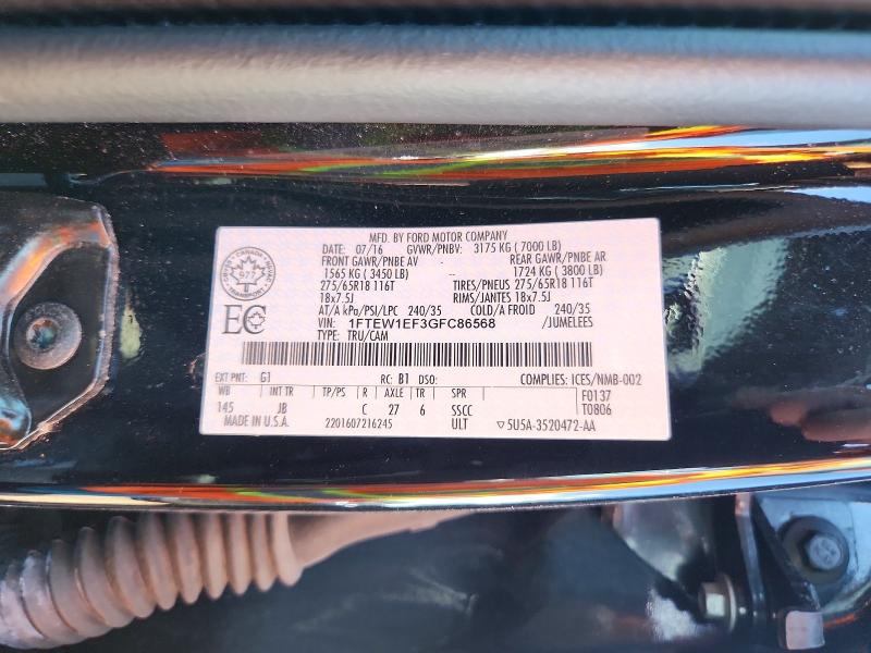 Продаж на аукціоні авто 2016 Ford F150, vin: 1FTEW1EF3GFC86568, номер лоту: 68234626