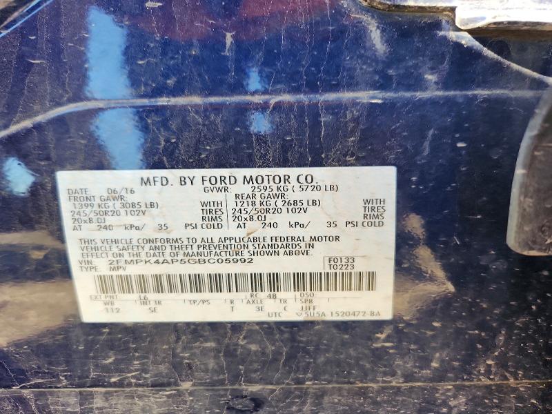 Auction sale of the 2016 Ford Edge, vin: 2FMPK4AP5GBC05992, lot number: 70709086