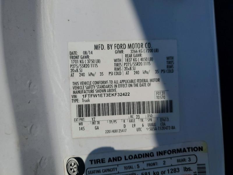 Aukcja sprzedaży 2014 Ford F150, vin: 1FTFW1ET3EKF32422, numer aukcji: 67438236