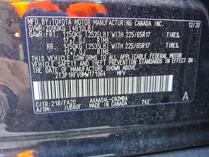 Продажа на аукционе авто 2021 Toyota Rav4, vin: 2T3P1RFV9MW171964, номер лота: 68590826
