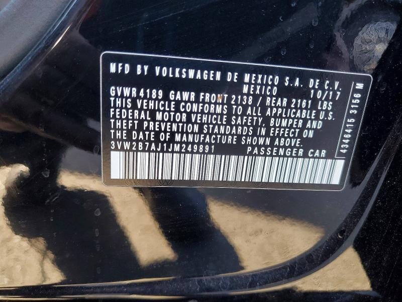 Aukcja sprzedaży 2018 Volkswagen Jetta, vin: 3VW2B7AJ1JM249891, numer aukcji: 71085796