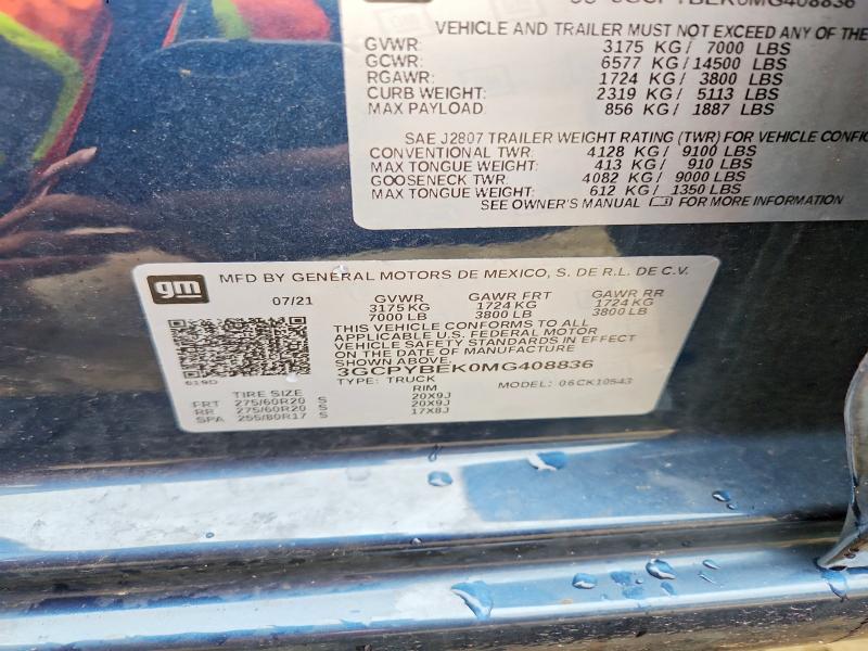 Продажа на аукционе авто 2021 Chevrolet Silverado, vin: 3GCPYBEK0MG408836, номер лота: 66143776