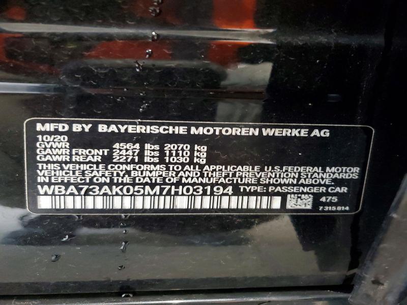 68863316 :رقم المزاد ، WBA73AK05M7H03194 vin ، 2021 Bmw 228xi مزاد بيع
