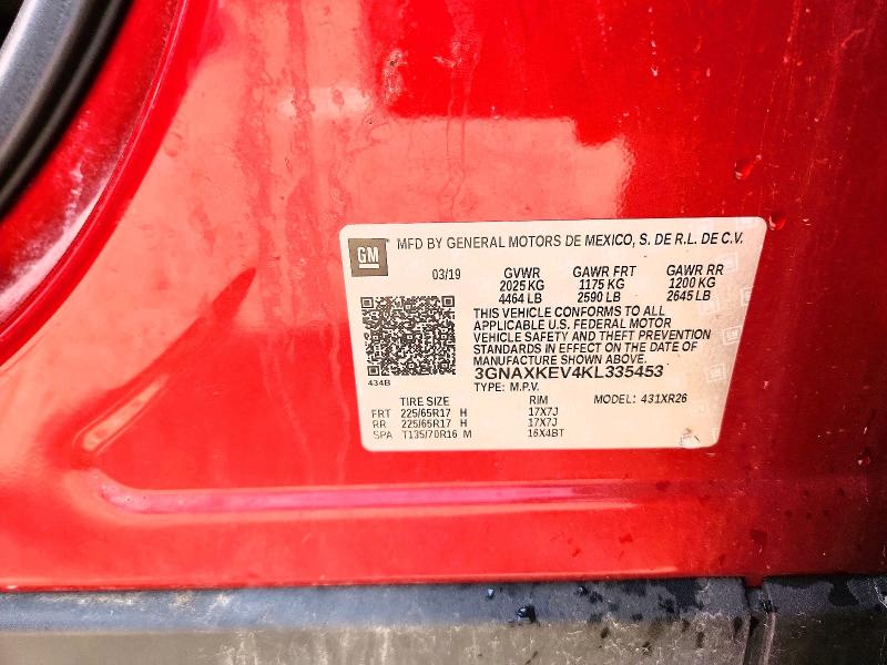 Aukcja sprzedaży 2019 Chevrolet Equinox, vin: 3GNAXKEV4KL335453, numer aukcji: 68238766