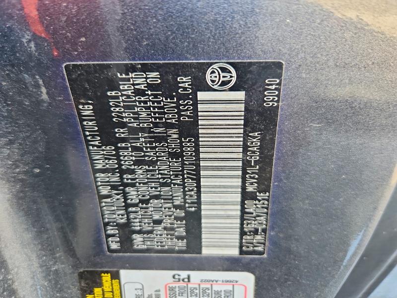 69229326 :رقم المزاد ، 4T1CA30P77U109885 vin ، 2007 Toyota Camry Solara مزاد بيع