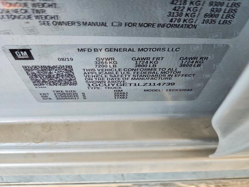 66268296 :رقم المزاد ، 1GCUYGET1LZ114739 vin ، 2020 Chevrolet Silverado مزاد بيع